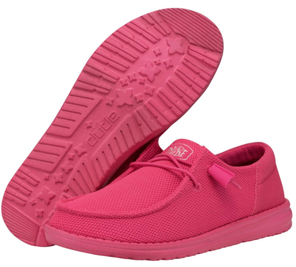 HEYDUDE Wendy Funk Mono Slip on Shoes Electric Pink Men 10.5 / Women 12